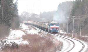 Тепловоз 2ТЭ116-1366 на о.п. Пеэду / 2TE116-1366 at Peedu stop
