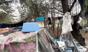 Лена.  Копает картошку на свалке Жизнь на Минской свалке. Часть 12.