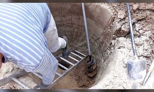 Finally! Hit water after deep digging!