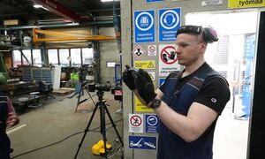 Crushing Demon Core replika with hydraulic press